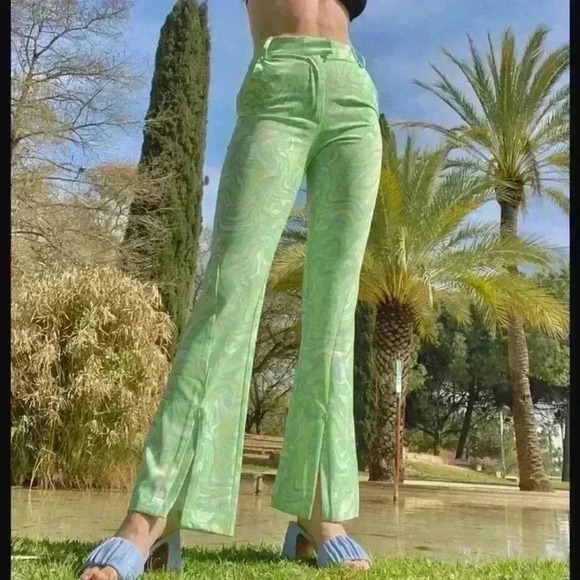 House of Sunny Paradise Pants 4 Hip Mod Wide Leg Pant Green from UK - Picture 2 of 8